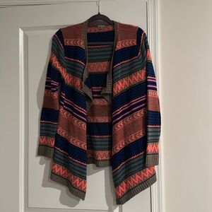 Women’s medium Charlotte Russe pink, blue, and grey cardigan
